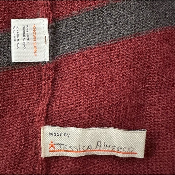 Known Supply Red & Gray Handmade Wool Sleeveless Duster Sweater One Size - Picture 8 of 11